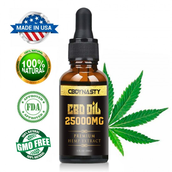 CB-DYNASTY Broad Spectrum Extract Hemp Oil 25000mg, High Strength Hemp Extract, 30ml Made in USA