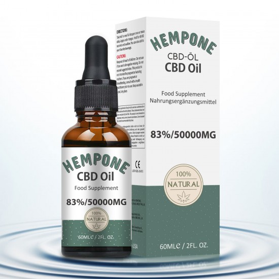 HEMPONE 50000mg 83% C-B-D Oil 60ml, High Strength Hemp Extract, Made in USA