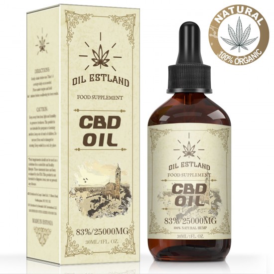 Oil Estland C-B-D oil Drops, 25000mg 83% 30ml, 2020 New Formula