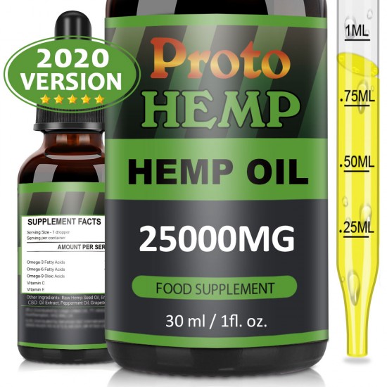 Proto Hemp Oil Drops, 25000mg, CO2 Extracted, 30ml